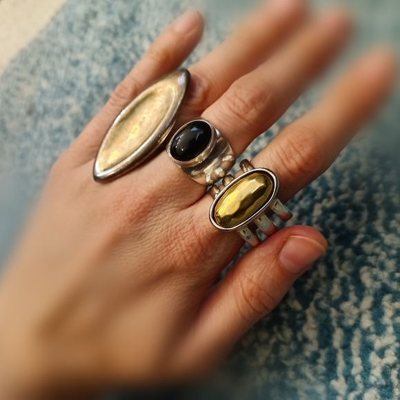 Vintage, Two Toned Sterling Silver Double Nesting - Picture 2 of 2